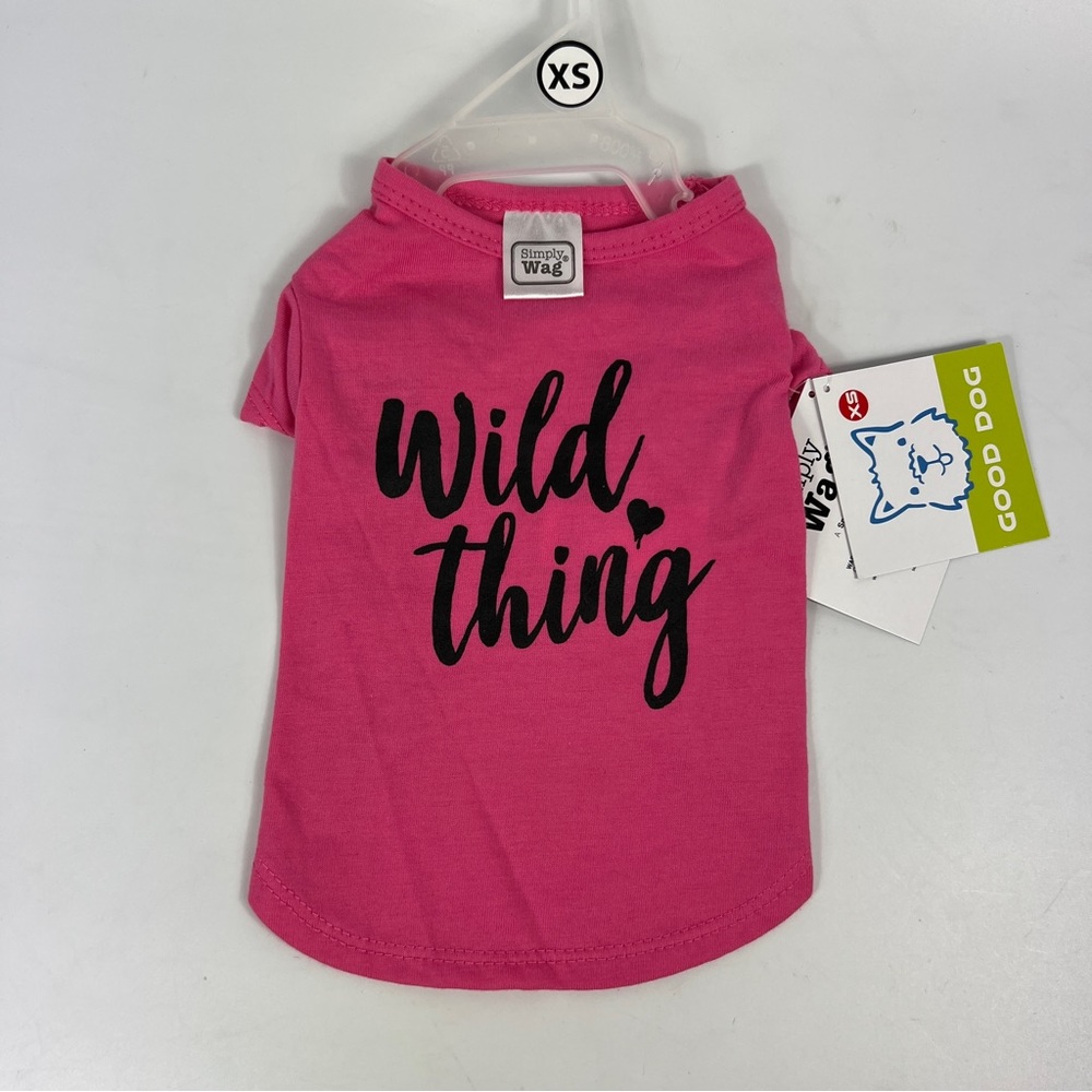 Simply Wag Pink "WILD THING" Pet Dog Shirt Outfit Clothing XS
